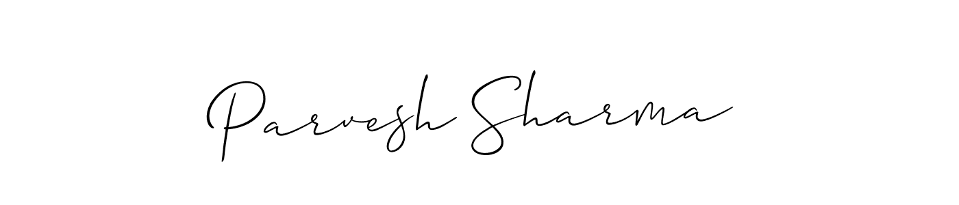 The best way (Allison_Script) to make a short signature is to pick only two or three words in your name. The name Parvesh Sharma include a total of six letters. For converting this name. Parvesh Sharma signature style 2 images and pictures png