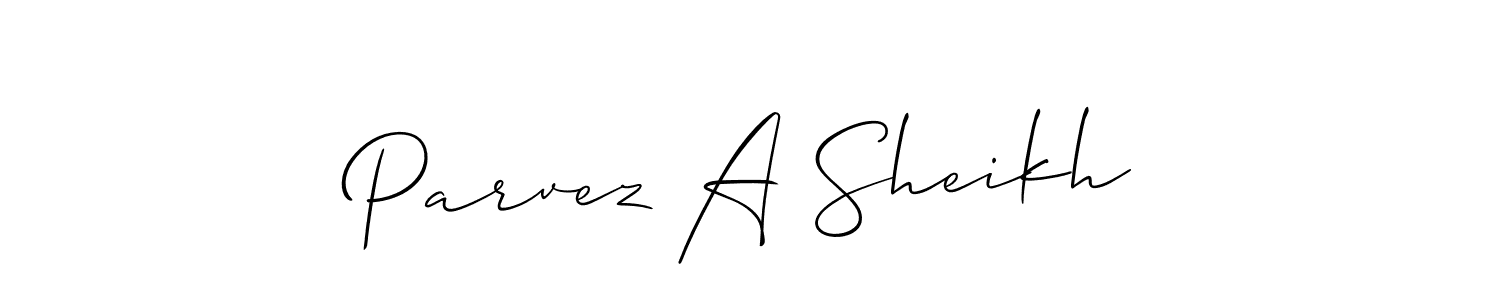 How to make Parvez A Sheikh name signature. Use Allison_Script style for creating short signs online. This is the latest handwritten sign. Parvez A Sheikh signature style 2 images and pictures png