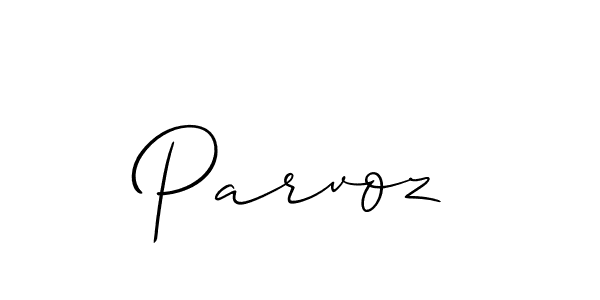 Allison_Script is a professional signature style that is perfect for those who want to add a touch of class to their signature. It is also a great choice for those who want to make their signature more unique. Get Parvoz name to fancy signature for free. Parvoz signature style 2 images and pictures png