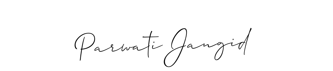 Also we have Parwati Jangid name is the best signature style. Create professional handwritten signature collection using Allison_Script autograph style. Parwati Jangid signature style 2 images and pictures png