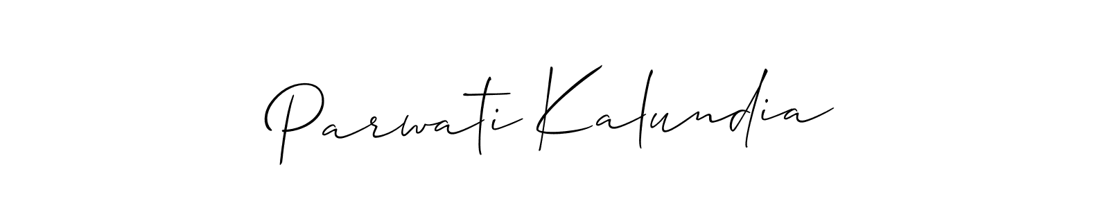 Make a short Parwati Kalundia signature style. Manage your documents anywhere anytime using Allison_Script. Create and add eSignatures, submit forms, share and send files easily. Parwati Kalundia signature style 2 images and pictures png