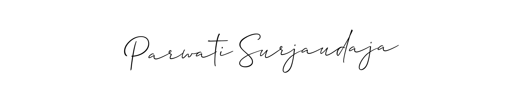 This is the best signature style for the Parwati Surjaudaja name. Also you like these signature font (Allison_Script). Mix name signature. Parwati Surjaudaja signature style 2 images and pictures png