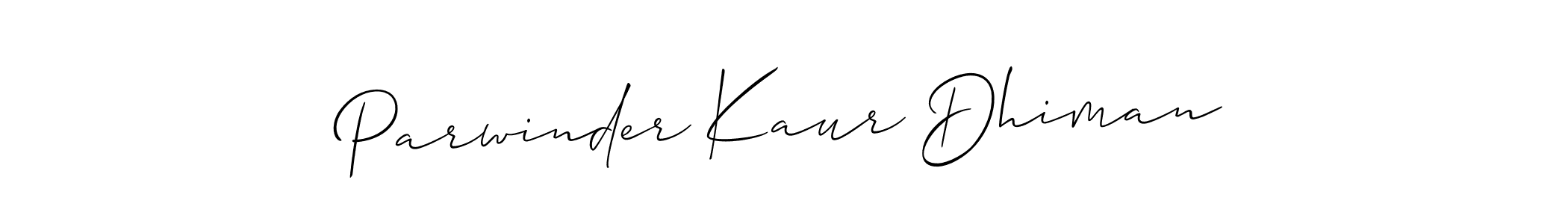 Allison_Script is a professional signature style that is perfect for those who want to add a touch of class to their signature. It is also a great choice for those who want to make their signature more unique. Get Parwinder Kaur Dhiman name to fancy signature for free. Parwinder Kaur Dhiman signature style 2 images and pictures png