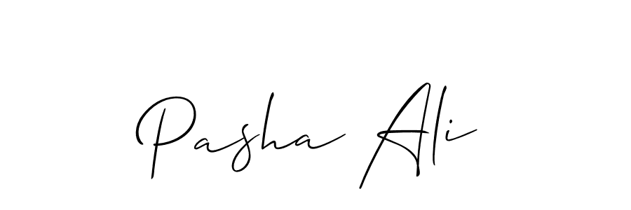 The best way (Allison_Script) to make a short signature is to pick only two or three words in your name. The name Pasha Ali include a total of six letters. For converting this name. Pasha Ali signature style 2 images and pictures png