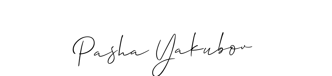 How to make Pasha Yakubov name signature. Use Allison_Script style for creating short signs online. This is the latest handwritten sign. Pasha Yakubov signature style 2 images and pictures png