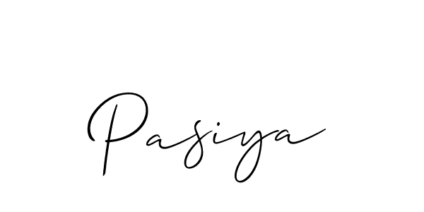 The best way (Allison_Script) to make a short signature is to pick only two or three words in your name. The name Pasiya include a total of six letters. For converting this name. Pasiya signature style 2 images and pictures png