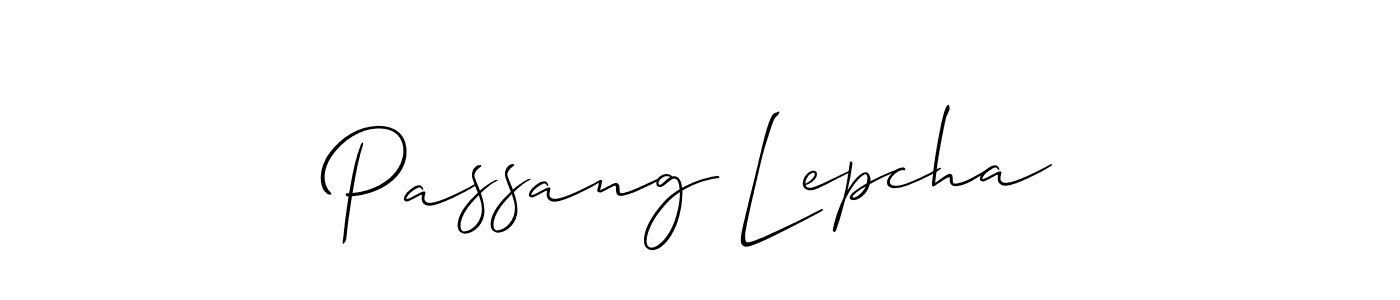 It looks lik you need a new signature style for name Passang Lepcha. Design unique handwritten (Allison_Script) signature with our free signature maker in just a few clicks. Passang Lepcha signature style 2 images and pictures png