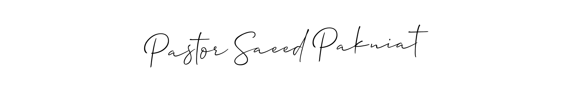 Allison_Script is a professional signature style that is perfect for those who want to add a touch of class to their signature. It is also a great choice for those who want to make their signature more unique. Get Pastor Saeed Pakniat name to fancy signature for free. Pastor Saeed Pakniat signature style 2 images and pictures png