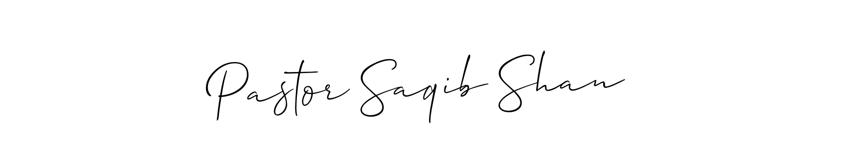 It looks lik you need a new signature style for name Pastor Saqib Shan. Design unique handwritten (Allison_Script) signature with our free signature maker in just a few clicks. Pastor Saqib Shan signature style 2 images and pictures png