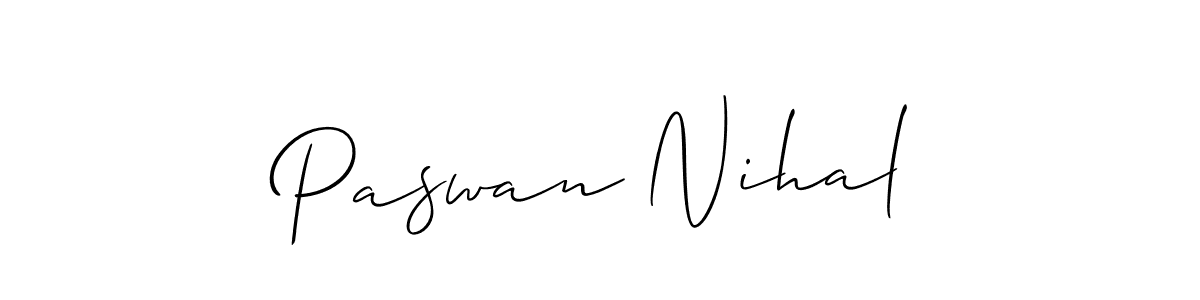 Make a beautiful signature design for name Paswan Nihal. With this signature (Allison_Script) style, you can create a handwritten signature for free. Paswan Nihal signature style 2 images and pictures png
