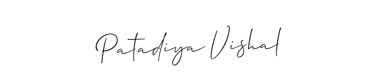 Also You can easily find your signature by using the search form. We will create Patadiya Vishal name handwritten signature images for you free of cost using Allison_Script sign style. Patadiya Vishal signature style 2 images and pictures png