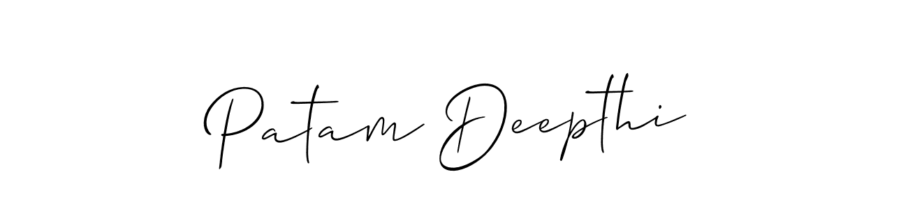 Also You can easily find your signature by using the search form. We will create Patam Deepthi name handwritten signature images for you free of cost using Allison_Script sign style. Patam Deepthi signature style 2 images and pictures png