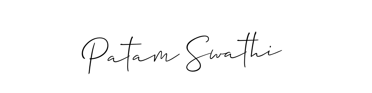 How to make Patam Swathi name signature. Use Allison_Script style for creating short signs online. This is the latest handwritten sign. Patam Swathi signature style 2 images and pictures png