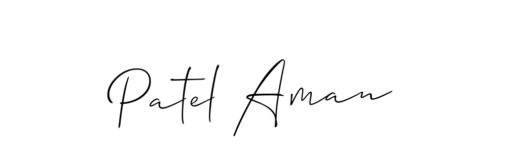 The best way (Allison_Script) to make a short signature is to pick only two or three words in your name. The name Patel Aman include a total of six letters. For converting this name. Patel Aman signature style 2 images and pictures png