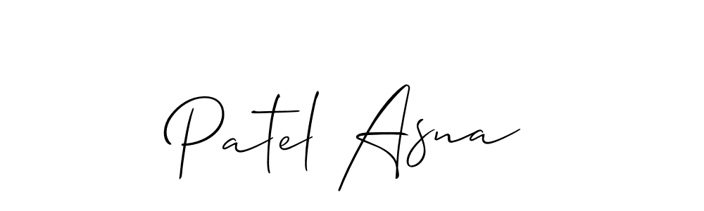 How to make Patel Asna signature? Allison_Script is a professional autograph style. Create handwritten signature for Patel Asna name. Patel Asna signature style 2 images and pictures png