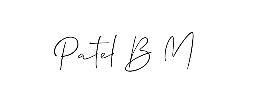 The best way (Allison_Script) to make a short signature is to pick only two or three words in your name. The name Patel B M include a total of six letters. For converting this name. Patel B M signature style 2 images and pictures png