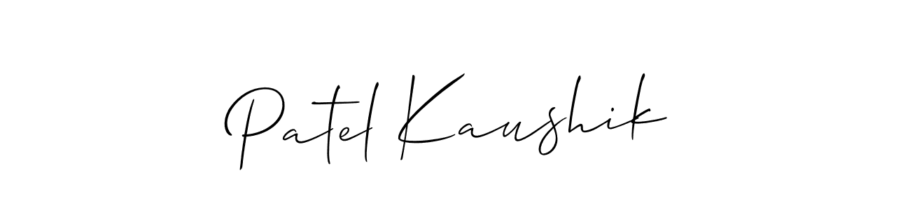 Use a signature maker to create a handwritten signature online. With this signature software, you can design (Allison_Script) your own signature for name Patel Kaushik. Patel Kaushik signature style 2 images and pictures png