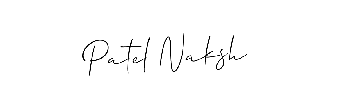 Design your own signature with our free online signature maker. With this signature software, you can create a handwritten (Allison_Script) signature for name Patel Naksh. Patel Naksh signature style 2 images and pictures png