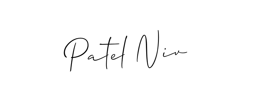 How to make Patel Niv name signature. Use Allison_Script style for creating short signs online. This is the latest handwritten sign. Patel Niv signature style 2 images and pictures png