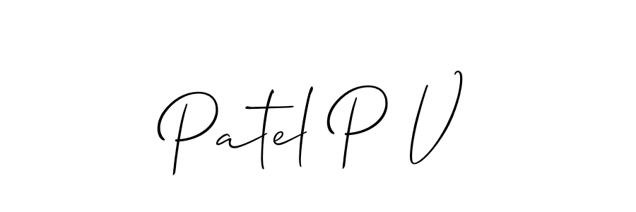 How to make Patel P V name signature. Use Allison_Script style for creating short signs online. This is the latest handwritten sign. Patel P V signature style 2 images and pictures png