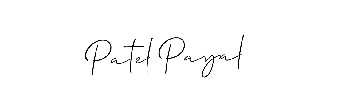 Use a signature maker to create a handwritten signature online. With this signature software, you can design (Allison_Script) your own signature for name Patel Payal. Patel Payal signature style 2 images and pictures png