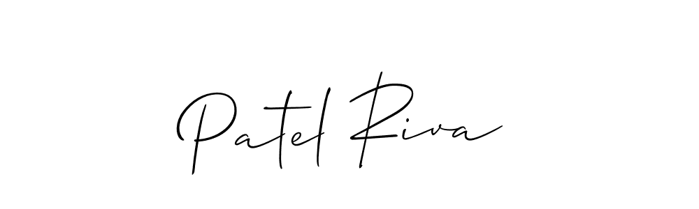 The best way (Allison_Script) to make a short signature is to pick only two or three words in your name. The name Patel Riva include a total of six letters. For converting this name. Patel Riva signature style 2 images and pictures png