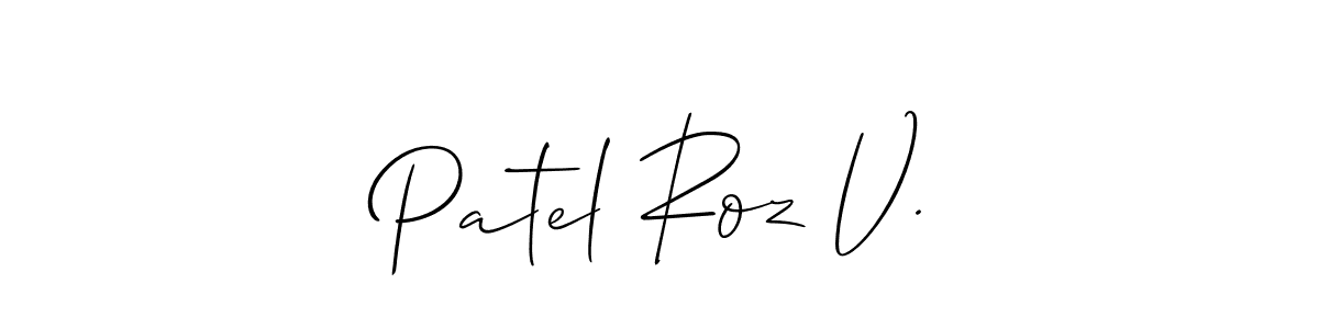 It looks lik you need a new signature style for name Patel Roz V.. Design unique handwritten (Allison_Script) signature with our free signature maker in just a few clicks. Patel Roz V. signature style 2 images and pictures png