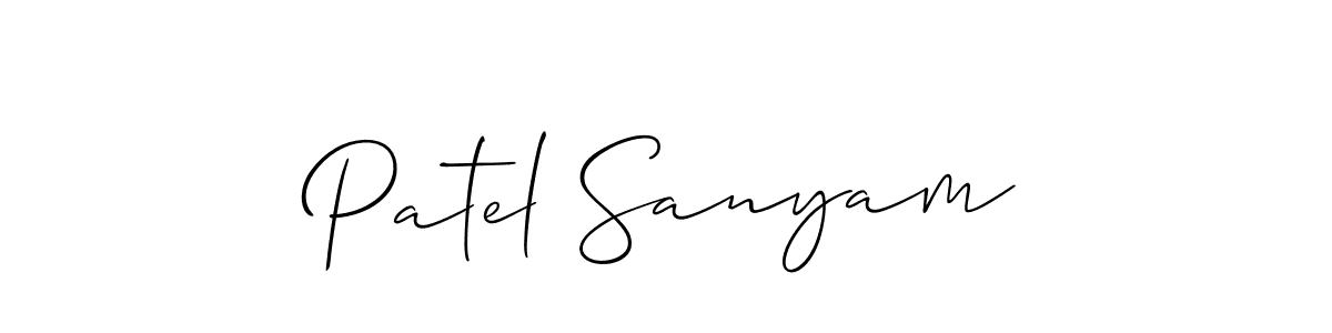 Design your own signature with our free online signature maker. With this signature software, you can create a handwritten (Allison_Script) signature for name Patel Sanyam. Patel Sanyam signature style 2 images and pictures png