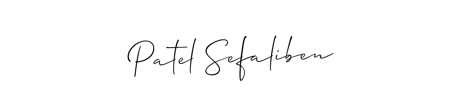 The best way (Allison_Script) to make a short signature is to pick only two or three words in your name. The name Patel Sefaliben include a total of six letters. For converting this name. Patel Sefaliben signature style 2 images and pictures png