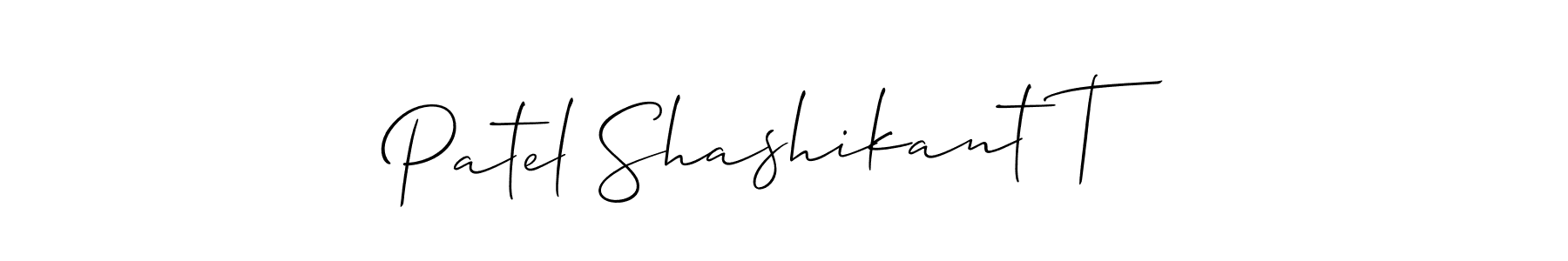 This is the best signature style for the Patel Shashikant T name. Also you like these signature font (Allison_Script). Mix name signature. Patel Shashikant T signature style 2 images and pictures png