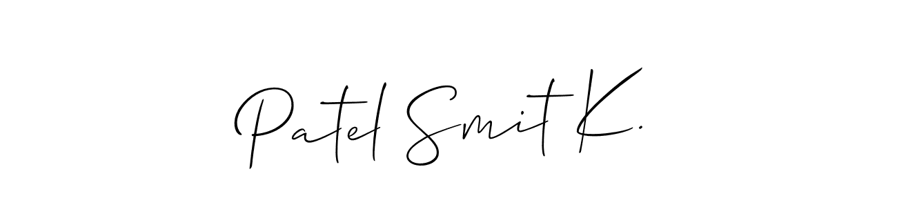 Make a beautiful signature design for name Patel Smit K.. With this signature (Allison_Script) style, you can create a handwritten signature for free. Patel Smit K. signature style 2 images and pictures png