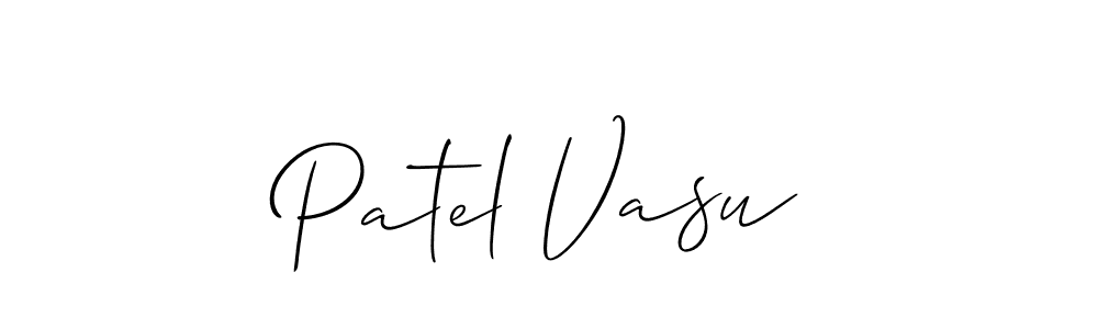 It looks lik you need a new signature style for name Patel Vasu. Design unique handwritten (Allison_Script) signature with our free signature maker in just a few clicks. Patel Vasu signature style 2 images and pictures png