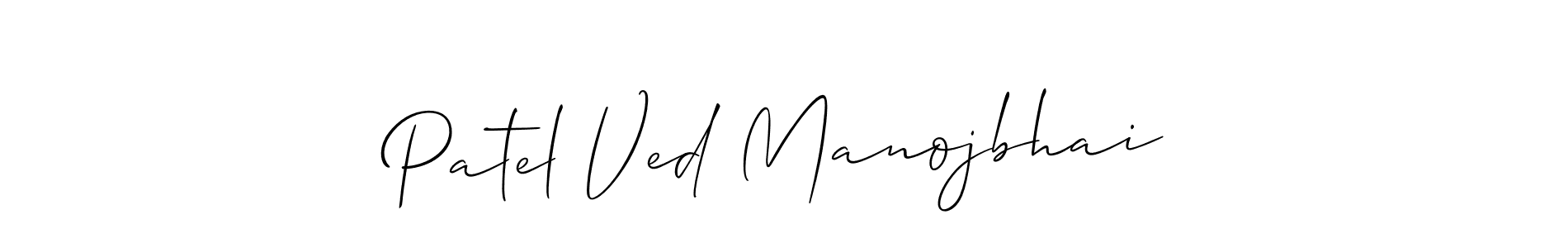 How to Draw Patel Ved Manojbhai signature style? Allison_Script is a latest design signature styles for name Patel Ved Manojbhai. Patel Ved Manojbhai signature style 2 images and pictures png