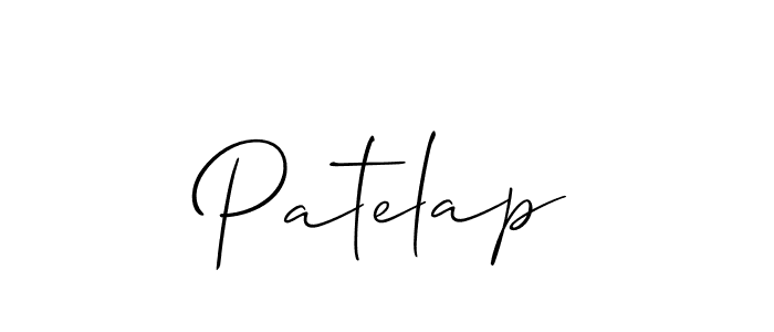 The best way (Allison_Script) to make a short signature is to pick only two or three words in your name. The name Patelap include a total of six letters. For converting this name. Patelap signature style 2 images and pictures png