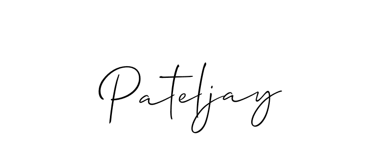 How to make Pateljay name signature. Use Allison_Script style for creating short signs online. This is the latest handwritten sign. Pateljay signature style 2 images and pictures png