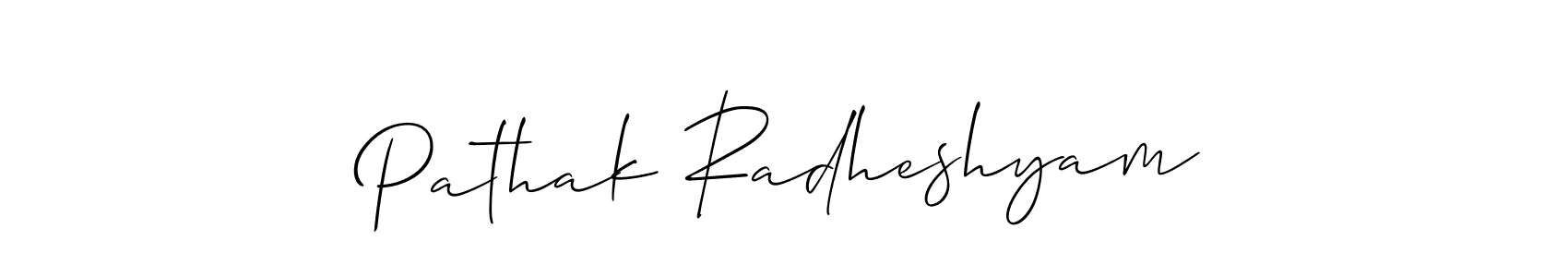 Also we have Pathak Radheshyam name is the best signature style. Create professional handwritten signature collection using Allison_Script autograph style. Pathak Radheshyam signature style 2 images and pictures png