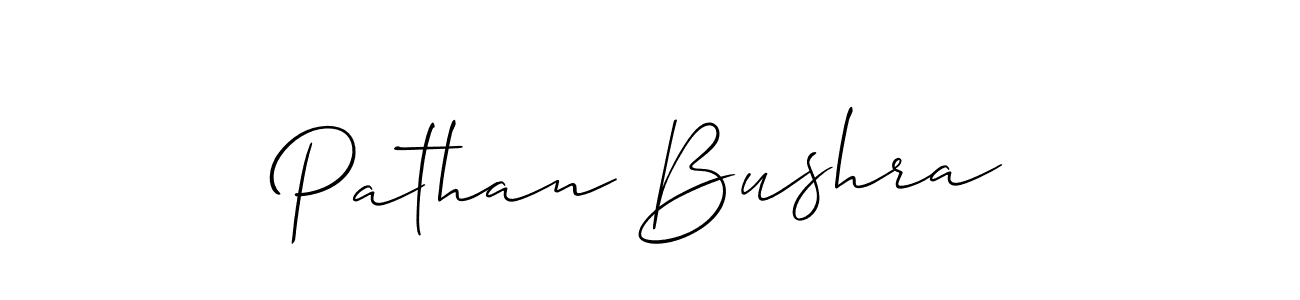 How to make Pathan Bushra name signature. Use Allison_Script style for creating short signs online. This is the latest handwritten sign. Pathan Bushra signature style 2 images and pictures png