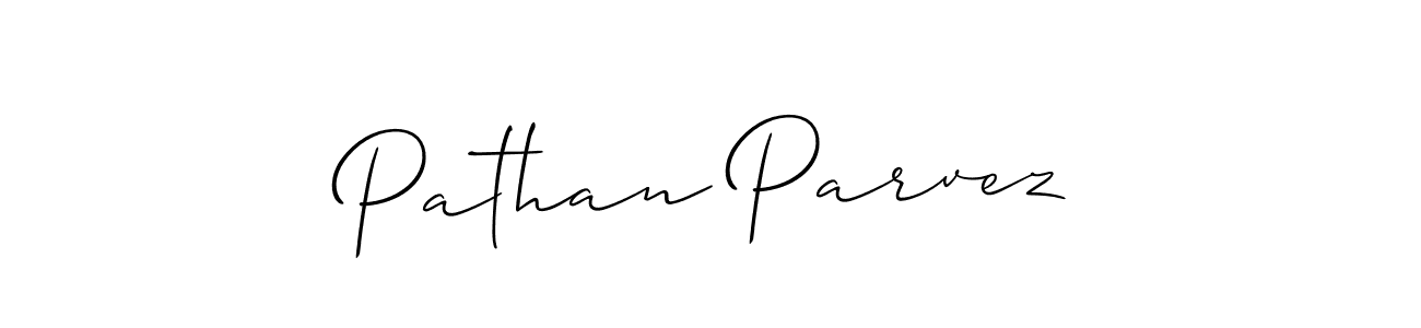 The best way (Allison_Script) to make a short signature is to pick only two or three words in your name. The name Pathan Parvez include a total of six letters. For converting this name. Pathan Parvez signature style 2 images and pictures png