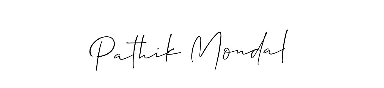 How to make Pathik Mondal name signature. Use Allison_Script style for creating short signs online. This is the latest handwritten sign. Pathik Mondal signature style 2 images and pictures png