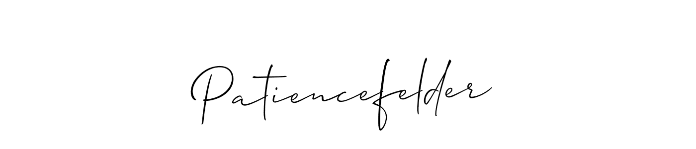 How to make Patiencefelder signature? Allison_Script is a professional autograph style. Create handwritten signature for Patiencefelder name. Patiencefelder signature style 2 images and pictures png