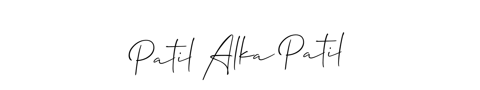 This is the best signature style for the Patil Alka Patil name. Also you like these signature font (Allison_Script). Mix name signature. Patil Alka Patil signature style 2 images and pictures png