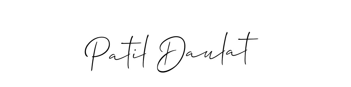 Design your own signature with our free online signature maker. With this signature software, you can create a handwritten (Allison_Script) signature for name Patil Daulat. Patil Daulat signature style 2 images and pictures png