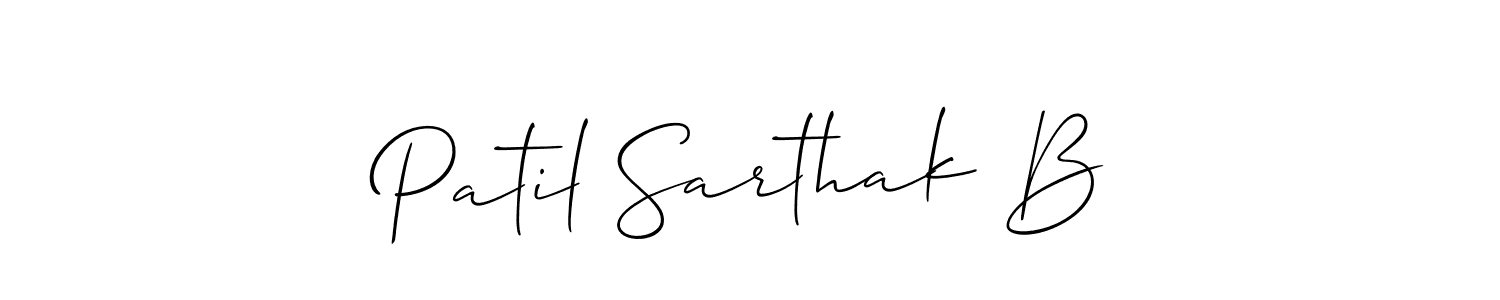 Make a beautiful signature design for name Patil Sarthak B. With this signature (Allison_Script) style, you can create a handwritten signature for free. Patil Sarthak B signature style 2 images and pictures png