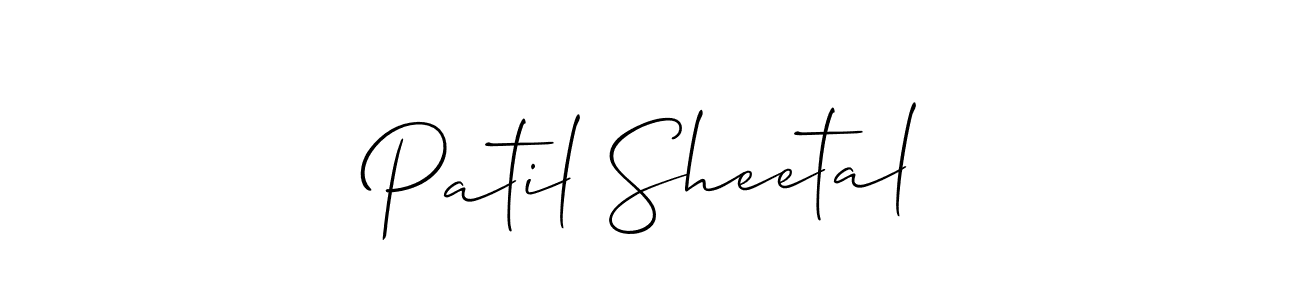 Design your own signature with our free online signature maker. With this signature software, you can create a handwritten (Allison_Script) signature for name Patil Sheetal. Patil Sheetal signature style 2 images and pictures png
