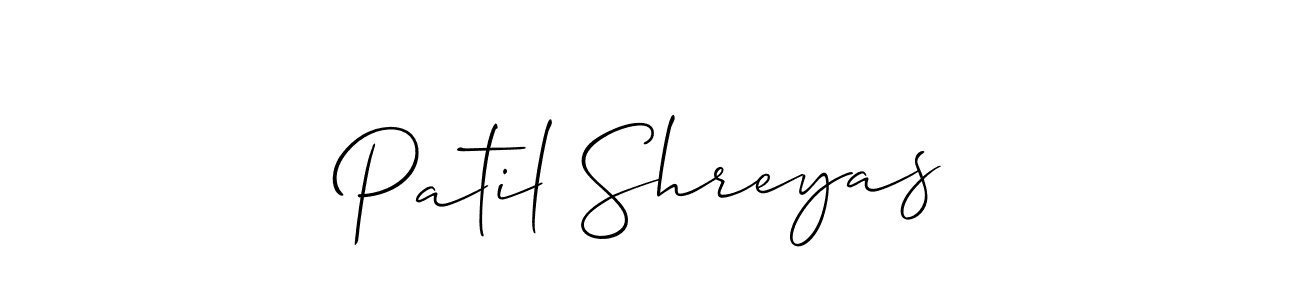 How to make Patil Shreyas name signature. Use Allison_Script style for creating short signs online. This is the latest handwritten sign. Patil Shreyas signature style 2 images and pictures png