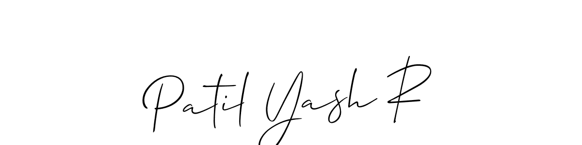 The best way (Allison_Script) to make a short signature is to pick only two or three words in your name. The name Patil Yash R include a total of six letters. For converting this name. Patil Yash R signature style 2 images and pictures png