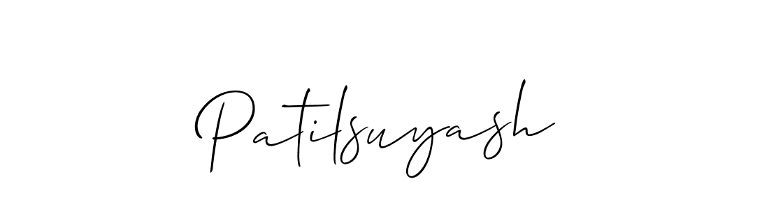 Make a beautiful signature design for name Patilsuyash. With this signature (Allison_Script) style, you can create a handwritten signature for free. Patilsuyash signature style 2 images and pictures png