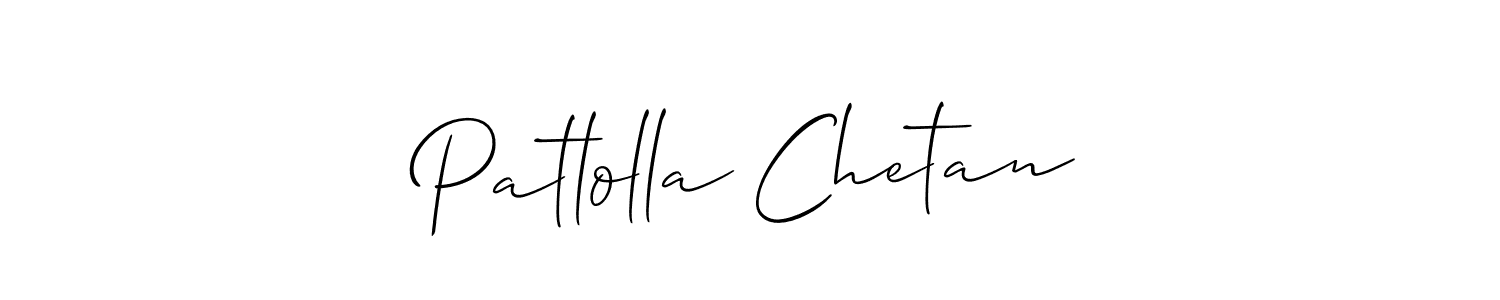 Allison_Script is a professional signature style that is perfect for those who want to add a touch of class to their signature. It is also a great choice for those who want to make their signature more unique. Get Patlolla Chetan name to fancy signature for free. Patlolla Chetan signature style 2 images and pictures png