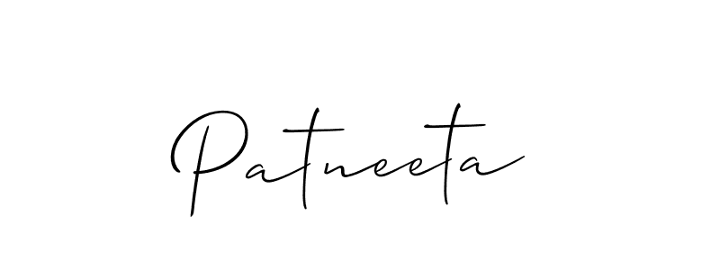 Create a beautiful signature design for name Patneeta. With this signature (Allison_Script) fonts, you can make a handwritten signature for free. Patneeta signature style 2 images and pictures png