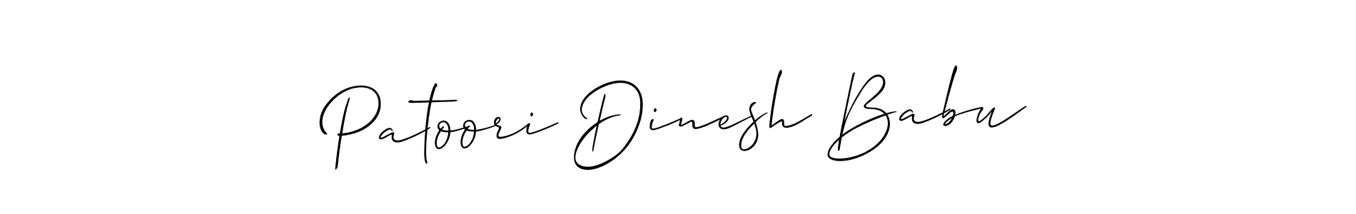 Allison_Script is a professional signature style that is perfect for those who want to add a touch of class to their signature. It is also a great choice for those who want to make their signature more unique. Get Patoori Dinesh Babu name to fancy signature for free. Patoori Dinesh Babu signature style 2 images and pictures png